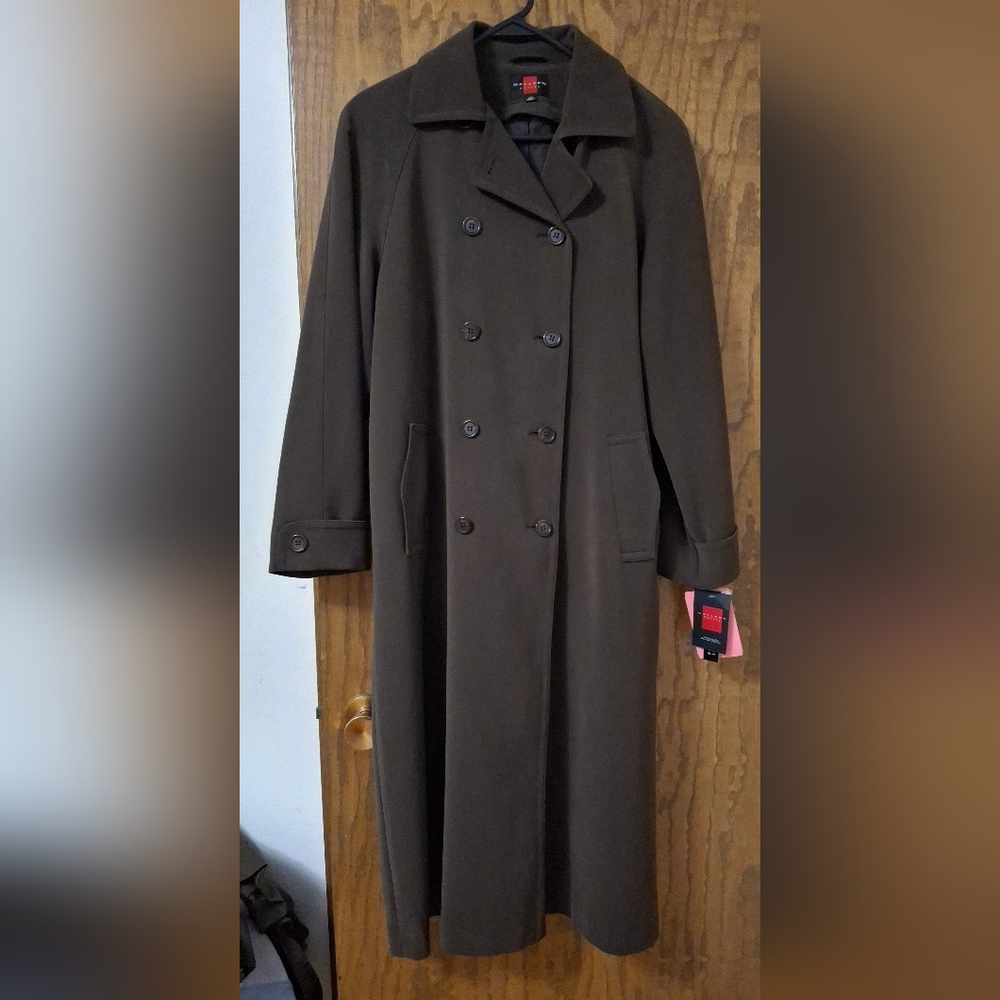 GALLERY womens full length TRENCH COAT SIZE 6 Petite DARK BROWN New with tags